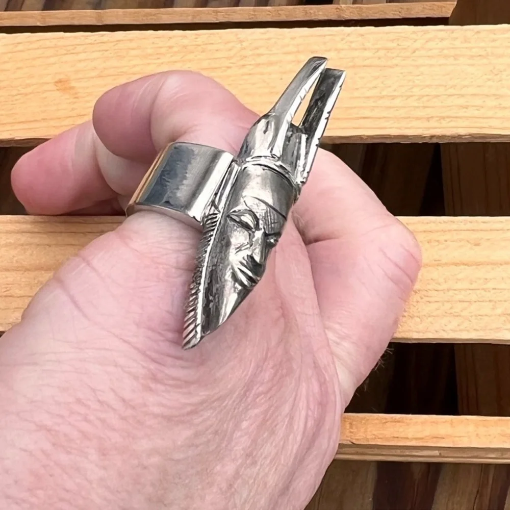 - Warrior King Mask Stainless Steel Ring! EUC!